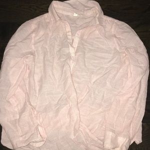 Pink and white stripped cotton button down